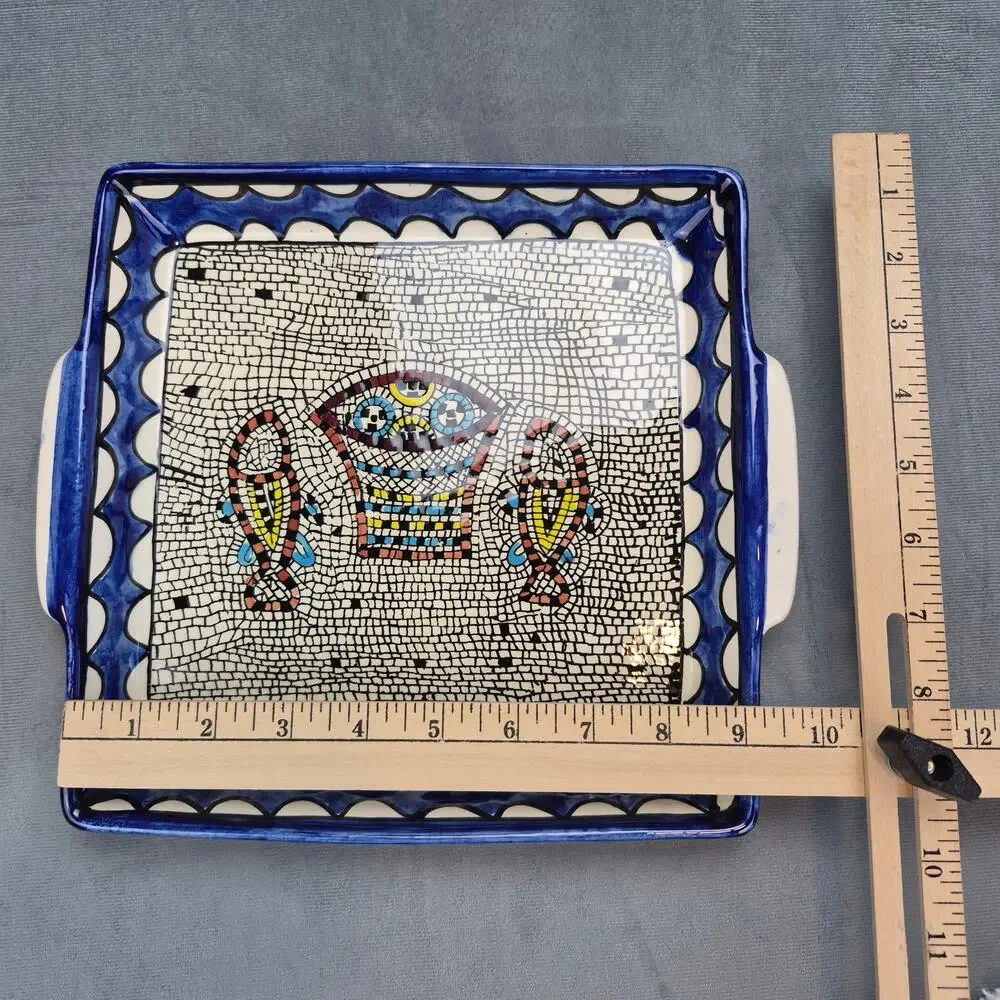 Handpainted Ceramic Pottery Miracle of the Fish & Loaves Mosiac Design Tableware